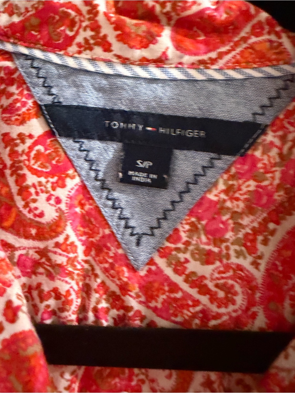 Tommy Hilfiger Red and Orange Paisley Button-Down Shirt - Picture 4 of 6